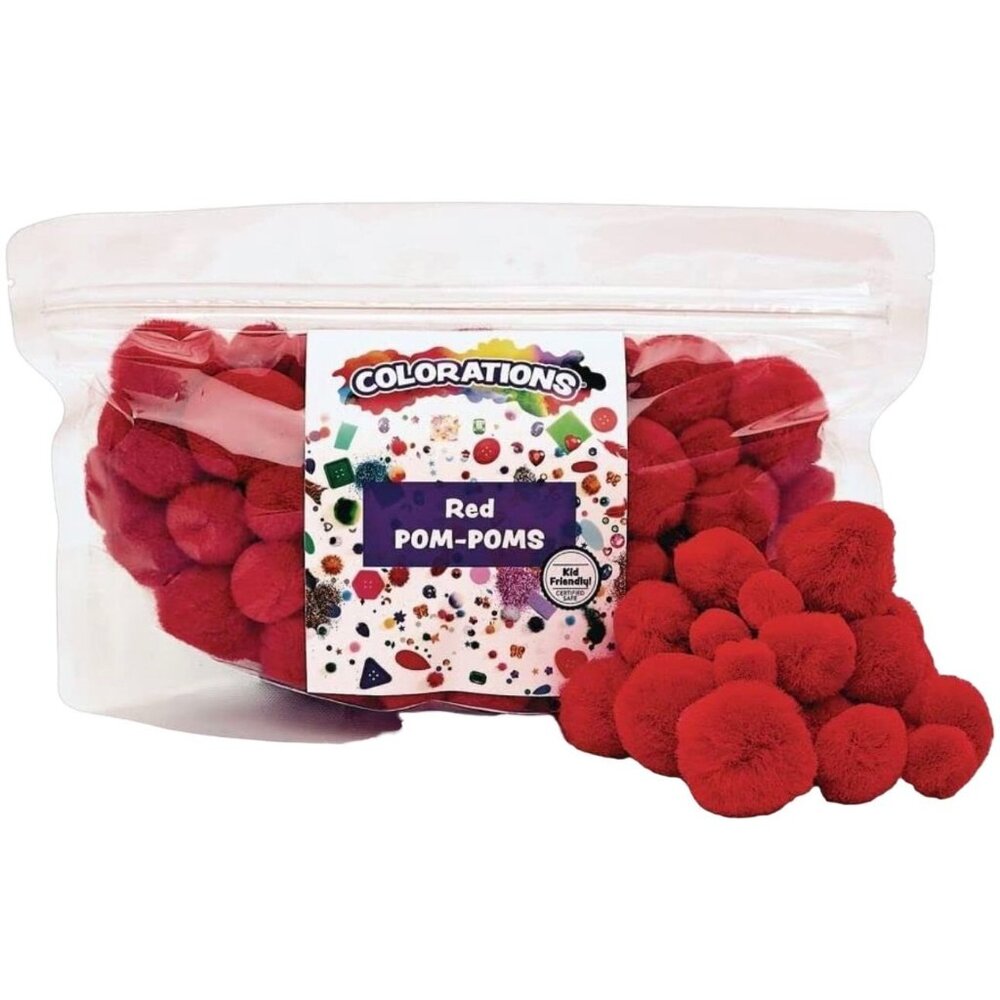 Pom Poms Red Pack of 100 Resealable Bag Crafts Collages Hobbies Sensory Learning